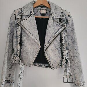 ALICE + OLIVIA Acid Washed Denim Jacket Size XS